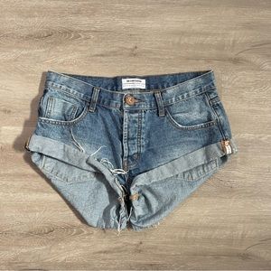 One X One Teaspoon Relaxed Bandit Denim Jean Cuff Hem Shorts  27